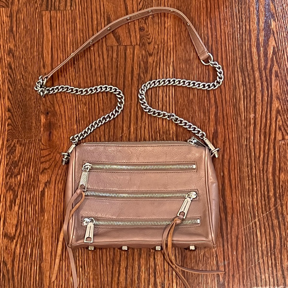 Rebecca Minkoff Leather Chain Crossbody Bag - Tan
